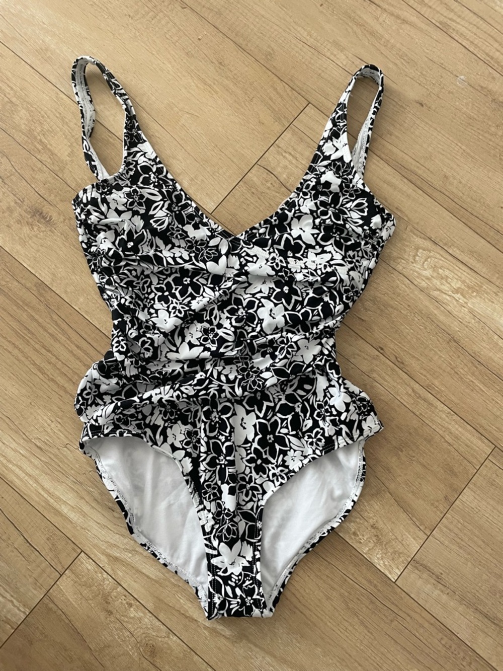 Anne Cole Black & White Floral One-Piece Swimsuit